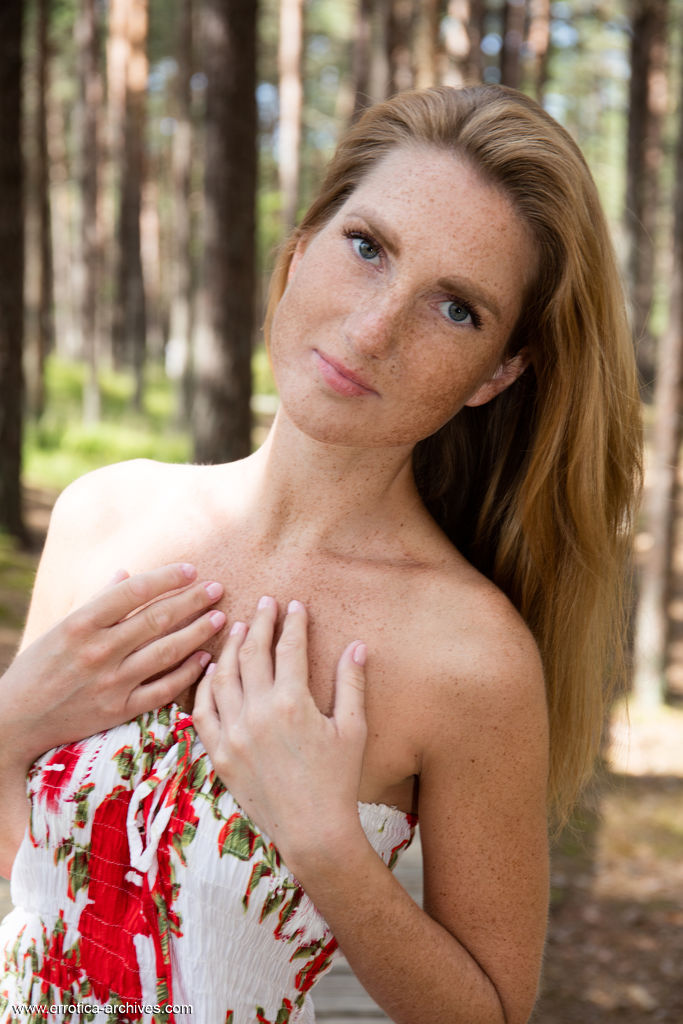 Lera F Teases With Long Locks And Shaved Allure In The Forest With Tantalizing Upskirt Views - Photo 03