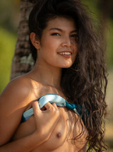 Kathai Enticingly Teases In Thailands Evening Shade Beneath Palm Trees photo 03