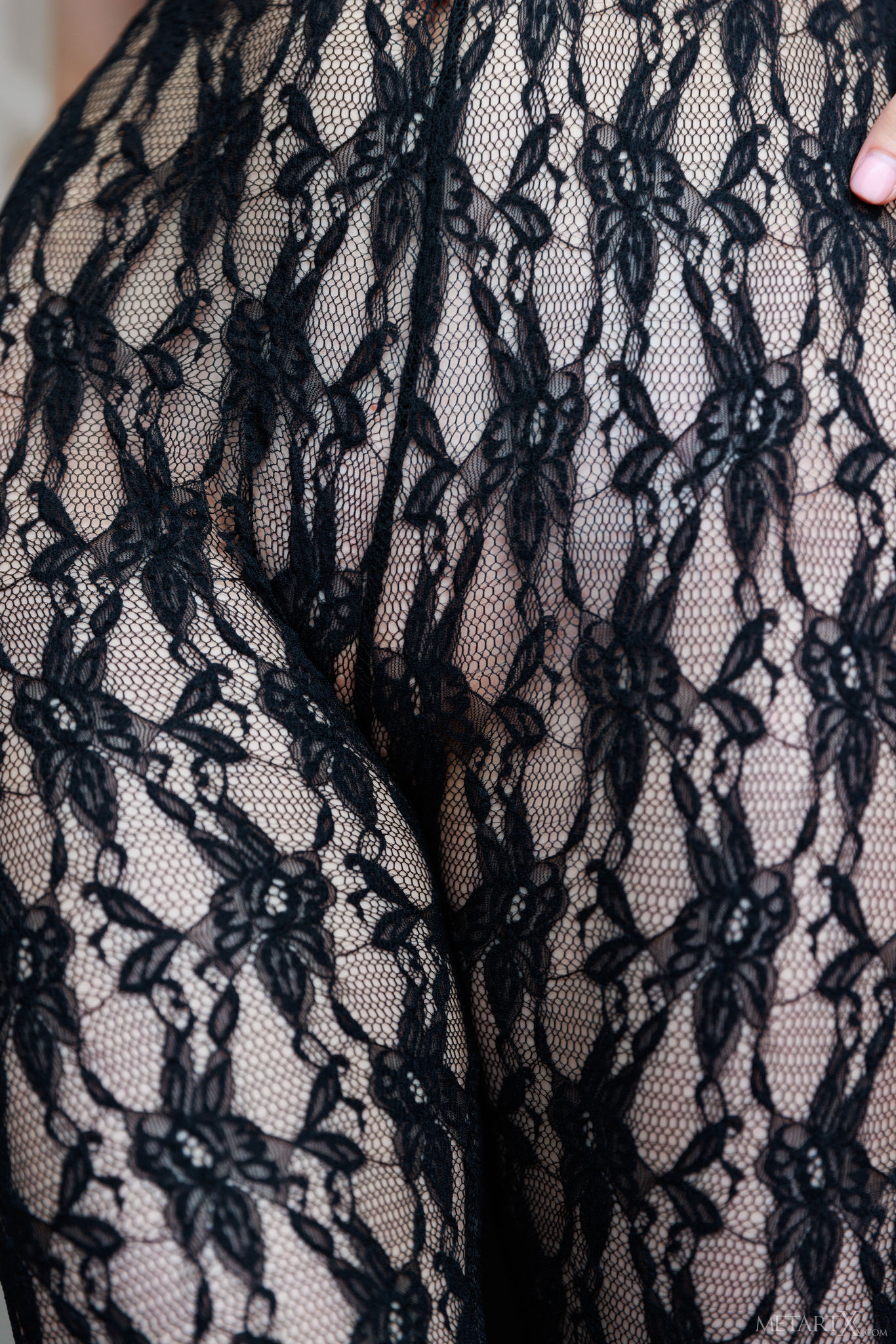 Polly Yangs Teases With Lace Jumpsuit As She Masturbates On Bed - Photo 01