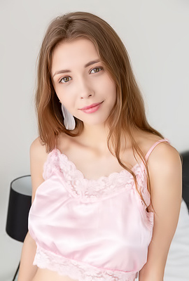 Mila Azul Teases In Pink Silk Lingerie With Irresistible Solo Play On Crisp Sheets