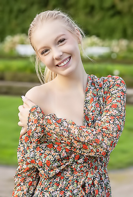 Liby Nicole Teases Seductively Outdoors In Short Dress Showing Tan Lines And Perky Nipples